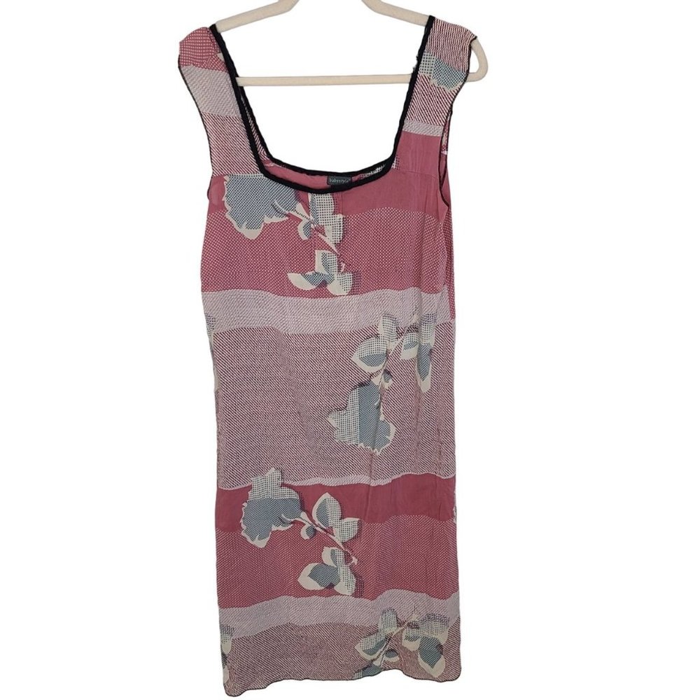 Babystyle Womens L Pink Floral Sleeveless Square Neck Silk Lingerie Night Dress